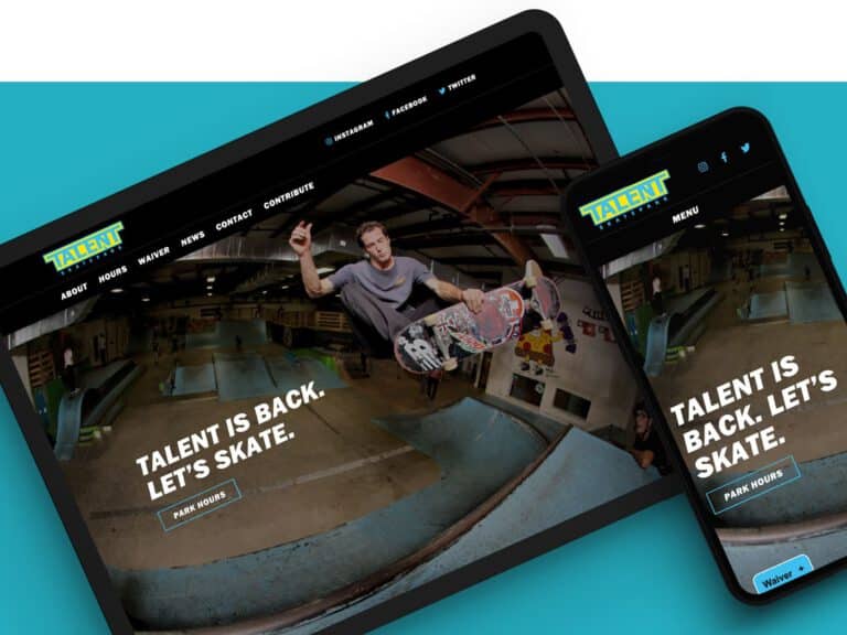 Talent Skatepark Web Design Talent skatepark web design