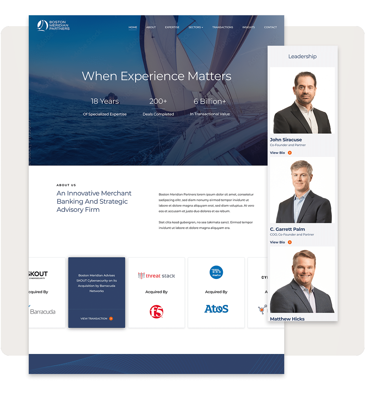 Boston Meridian Partners Web Design Screens