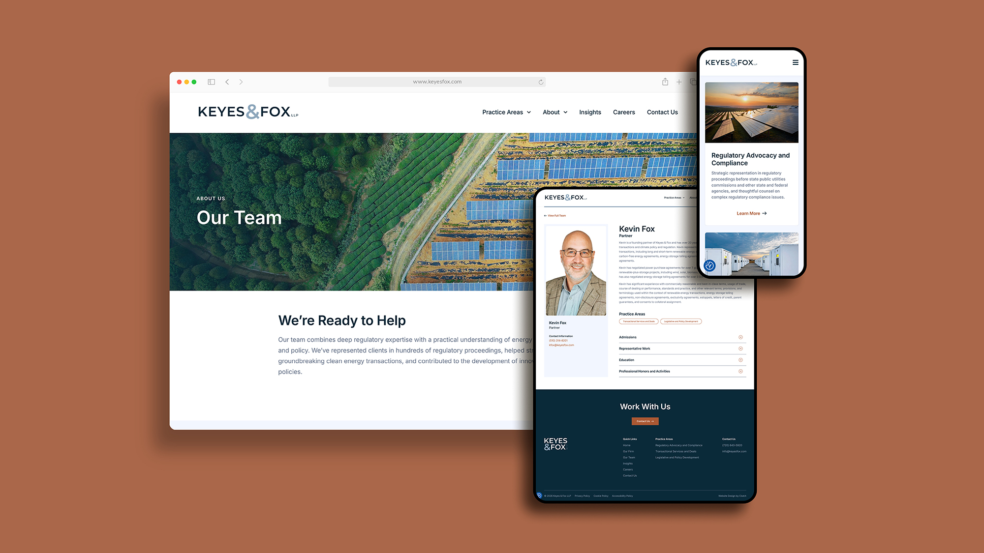 Keyes & Fox website design displayed across desktop, tablet, and mobile screens